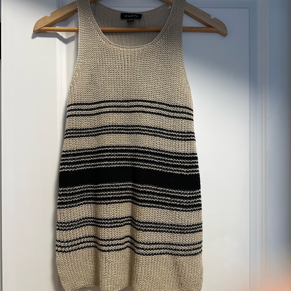 Le Chateau Black and Cream Knit Sweater